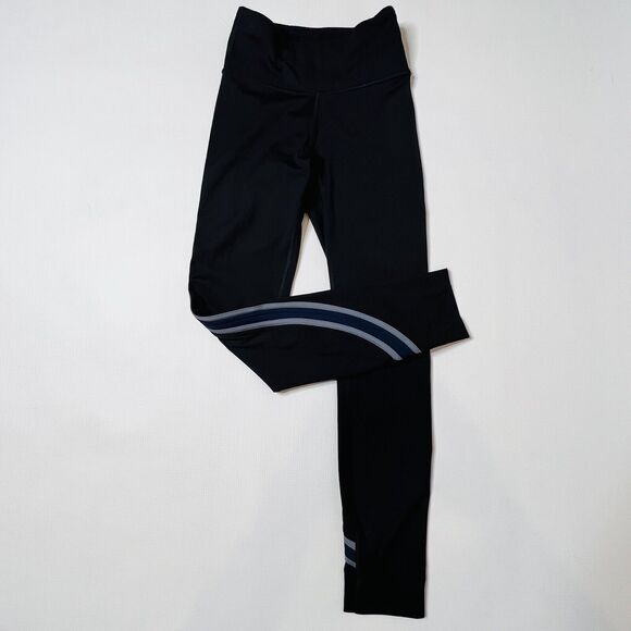Lululemon Run Crew Tight Size 2 28" Black / True Navy / Steam Blue Striped Nulux - Picture 4 of 12